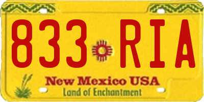 NM license plate 833RIA
