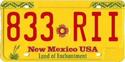 NM license plate 833RII
