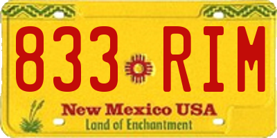 NM license plate 833RIM