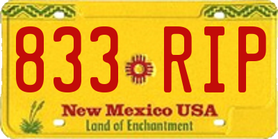 NM license plate 833RIP