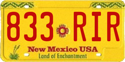 NM license plate 833RIR