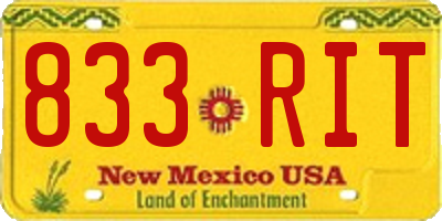 NM license plate 833RIT