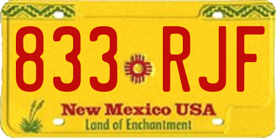 NM license plate 833RJF