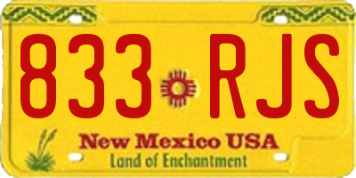 NM license plate 833RJS