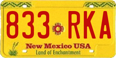 NM license plate 833RKA