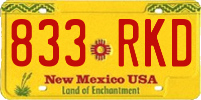 NM license plate 833RKD