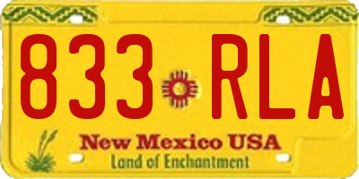 NM license plate 833RLA