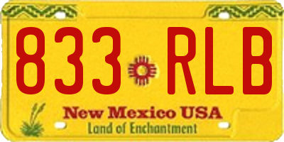 NM license plate 833RLB