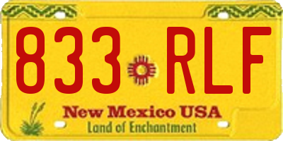 NM license plate 833RLF