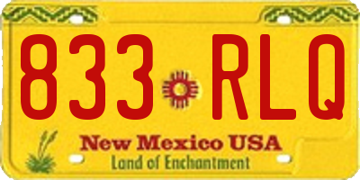 NM license plate 833RLQ