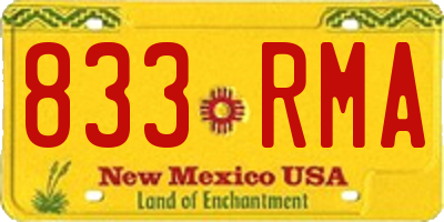 NM license plate 833RMA