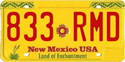 NM license plate 833RMD