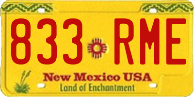 NM license plate 833RME