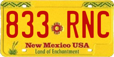 NM license plate 833RNC