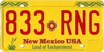 NM license plate 833RNG