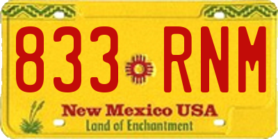 NM license plate 833RNM