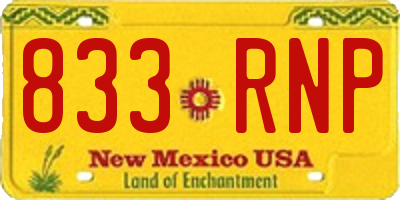 NM license plate 833RNP