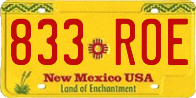 NM license plate 833ROE