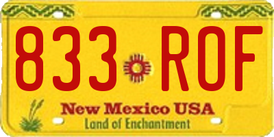 NM license plate 833ROF