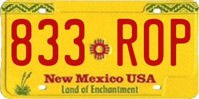 NM license plate 833ROP