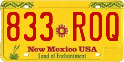 NM license plate 833ROQ