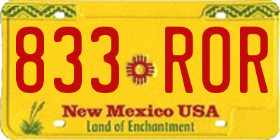 NM license plate 833ROR