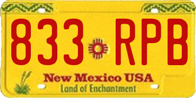 NM license plate 833RPB