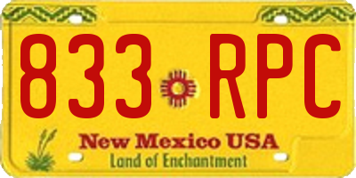 NM license plate 833RPC