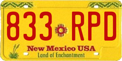 NM license plate 833RPD