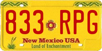 NM license plate 833RPG