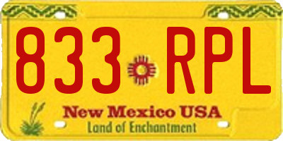 NM license plate 833RPL