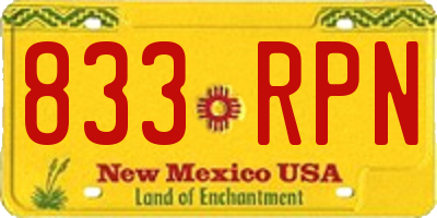NM license plate 833RPN