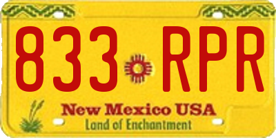 NM license plate 833RPR