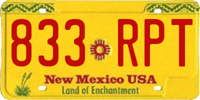 NM license plate 833RPT