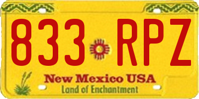 NM license plate 833RPZ