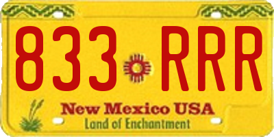 NM license plate 833RRR
