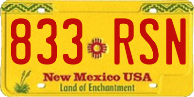 NM license plate 833RSN