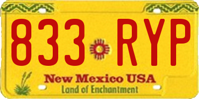 NM license plate 833RYP