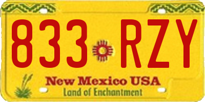 NM license plate 833RZY