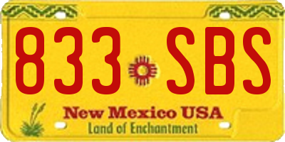 NM license plate 833SBS