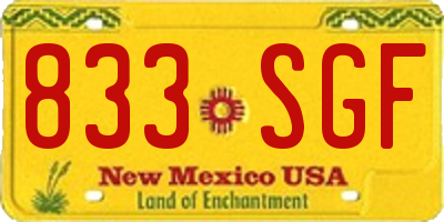 NM license plate 833SGF