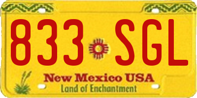 NM license plate 833SGL