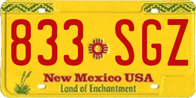 NM license plate 833SGZ