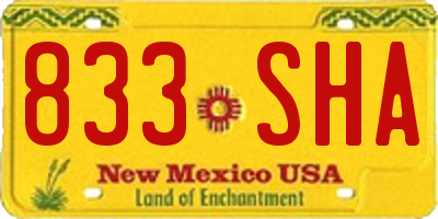 NM license plate 833SHA