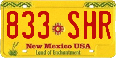 NM license plate 833SHR