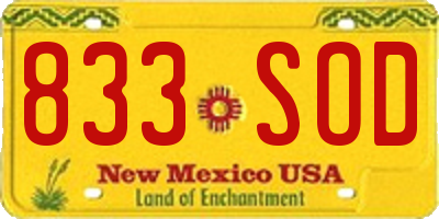 NM license plate 833SOD