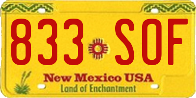 NM license plate 833SOF