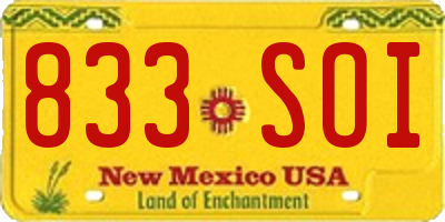 NM license plate 833SOI