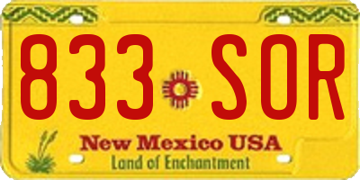 NM license plate 833SOR
