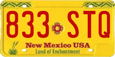 NM license plate 833STQ